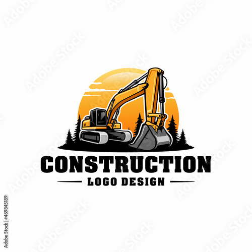 excavator - heavy equipment construction - earth mover logo vector isolated