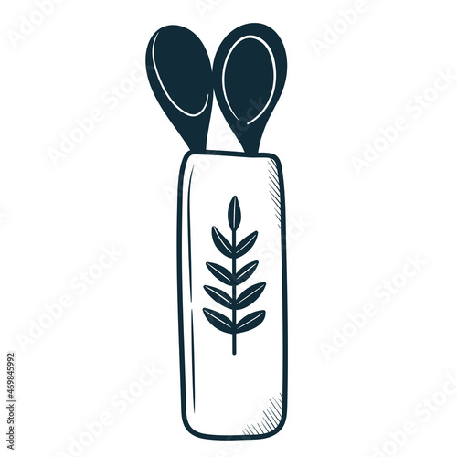 ceramic vase in doodle style. black and white stylish graphics