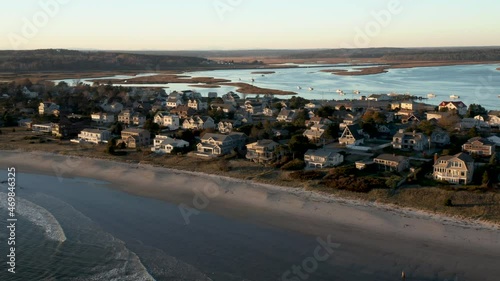 Beautiful view of the residential homes on the coast of Pine Point, Maine. photo