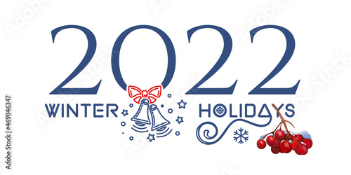 Winter Holidays 2022 logo design. Stylized new year lettering. Vector illustration