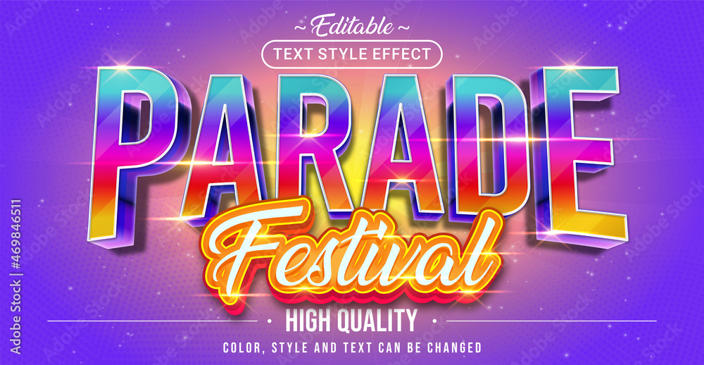 Editable text style effect - Parade Festival text style theme.