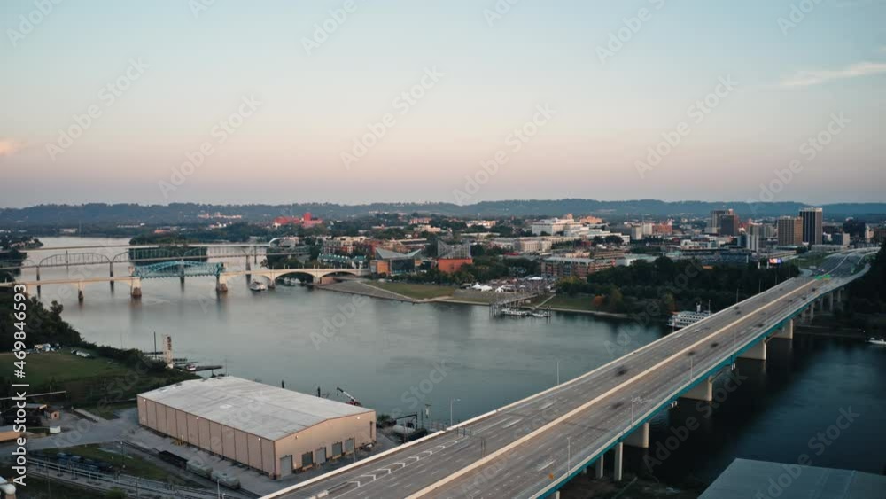 Static Aerial Hyperlapse of Downtown Chattanooga, Highway 27 and Festival Static Aerial Hyperlapse of Downtown Chattanooga, Highway 27 and Festival
