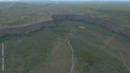 Wallpaper Mural Famous Asbyrgi woodland canyon with steep rock cliffs seen from above, Iceland Torontodigital.ca