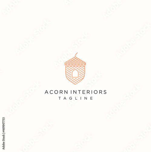 business logo design, acorn illustration logo premium Premium Vector

