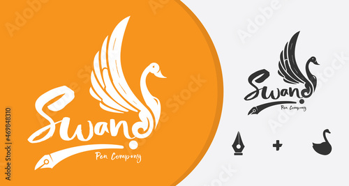 Logo design with elegant swan and pen concept