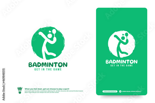 Badminton club logo design template, Badminton tournaments logotype concept. Badminton team identity isolated on white Background, Abstract sport symbol design vector illustrations