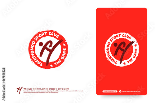 Taekwondo club logo design template, Martial arts logotype concept. Abstract sport tournament vector illustrations.