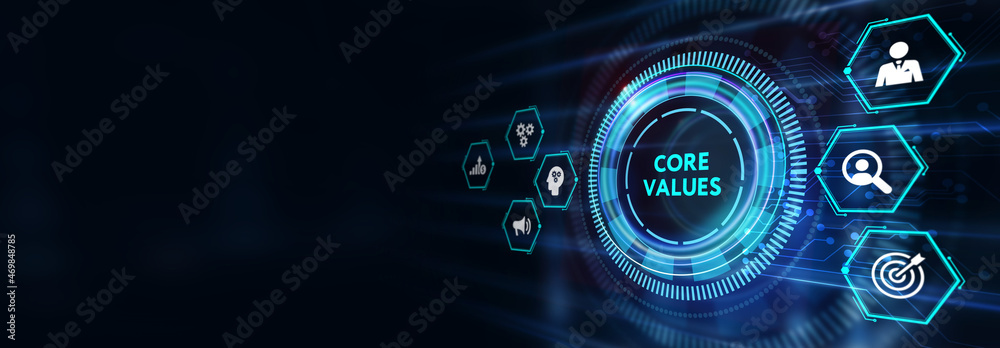 Business, Technology, Internet and network concept. Core values responsibility ethics goals company concept. 3d illustration Business, Technology, Internet and network concept. Core values responsibility ethics goals company concept. 3d illustration