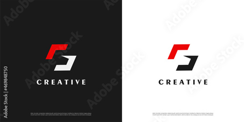 letter G logo arrow design, Minimalist G initial based vector icon.