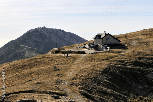 Mountain sudtyrol refuge in Italian garda prealp, Nago, Trentino, Italy photo