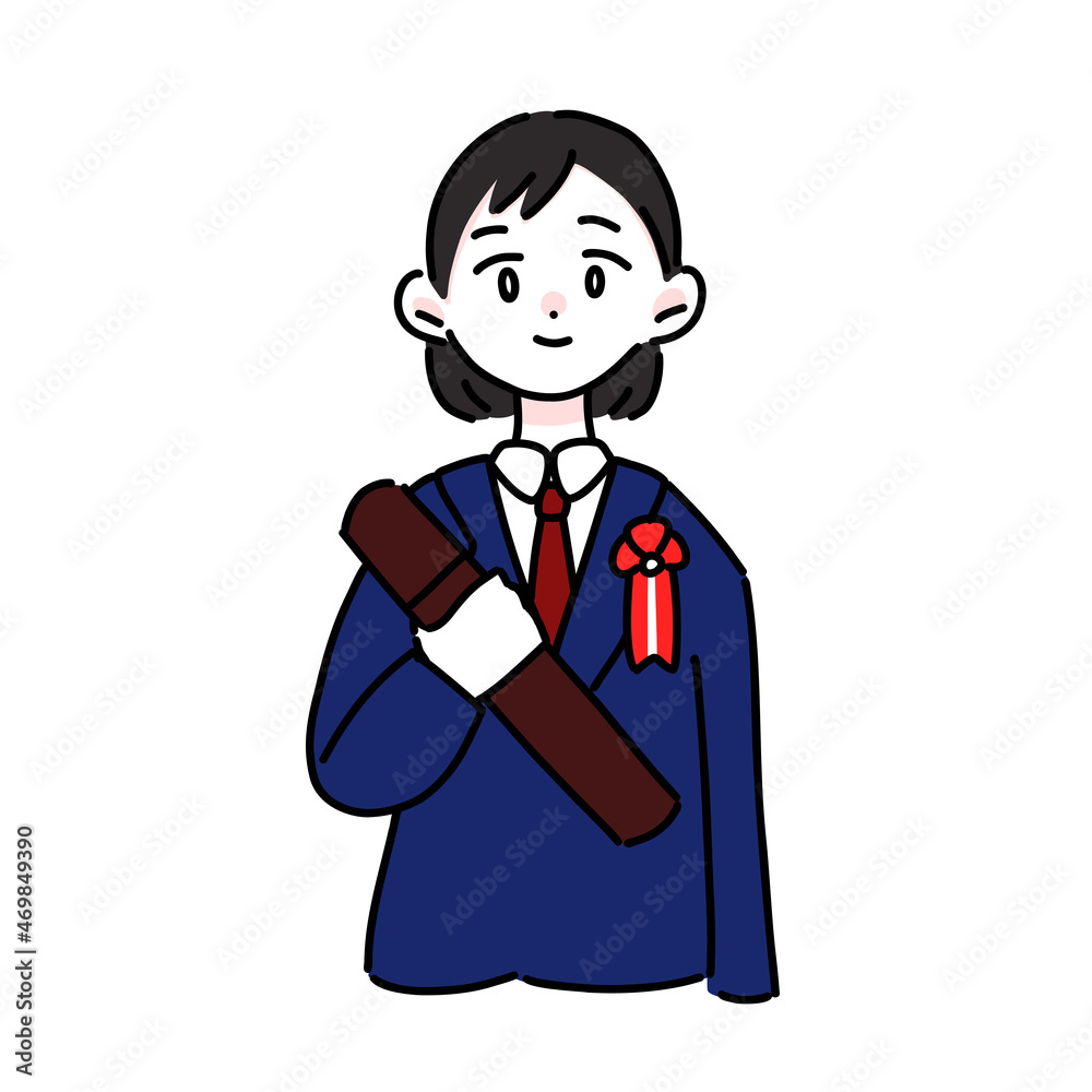 卒業証書を手にした女性の卒業生 卒業証書を手にした女性の卒業生
