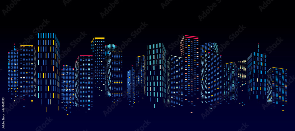 Abstract night City Building Scene, vector illustration