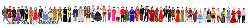 Set of international people in traditional costumes around the world illustration photo