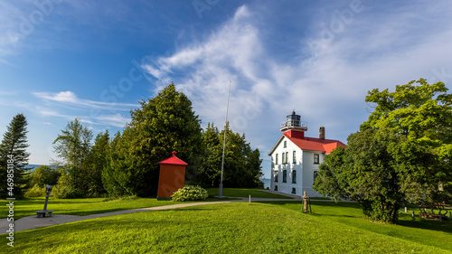 Historic Grand Traverse lighthouse in Leelanau peninsula, Michigan