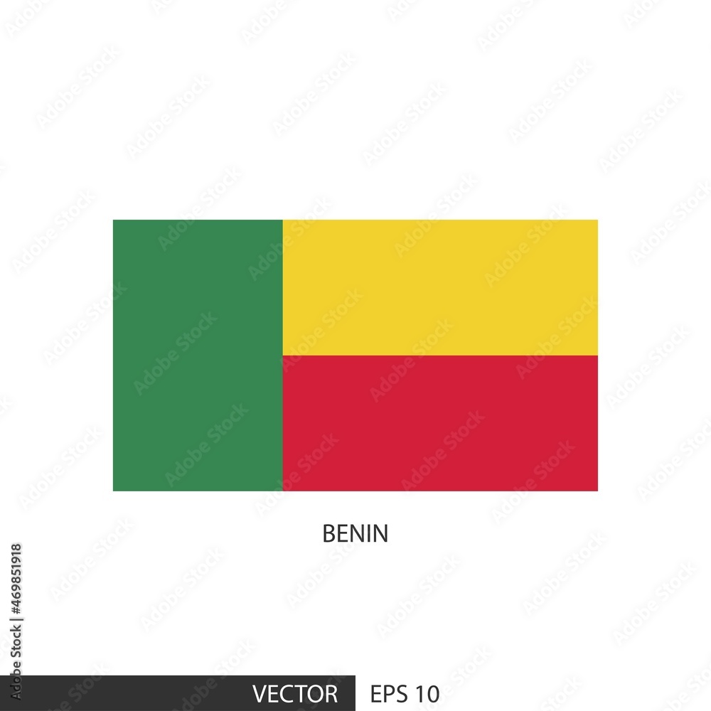 Fototapeta premium Benin square flag on white background and specify is vector eps10.