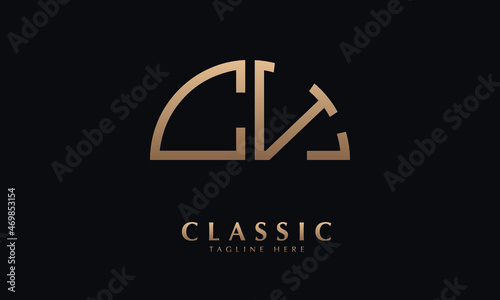 Alphabet CV or VC Half Illustration monogram vector logo template