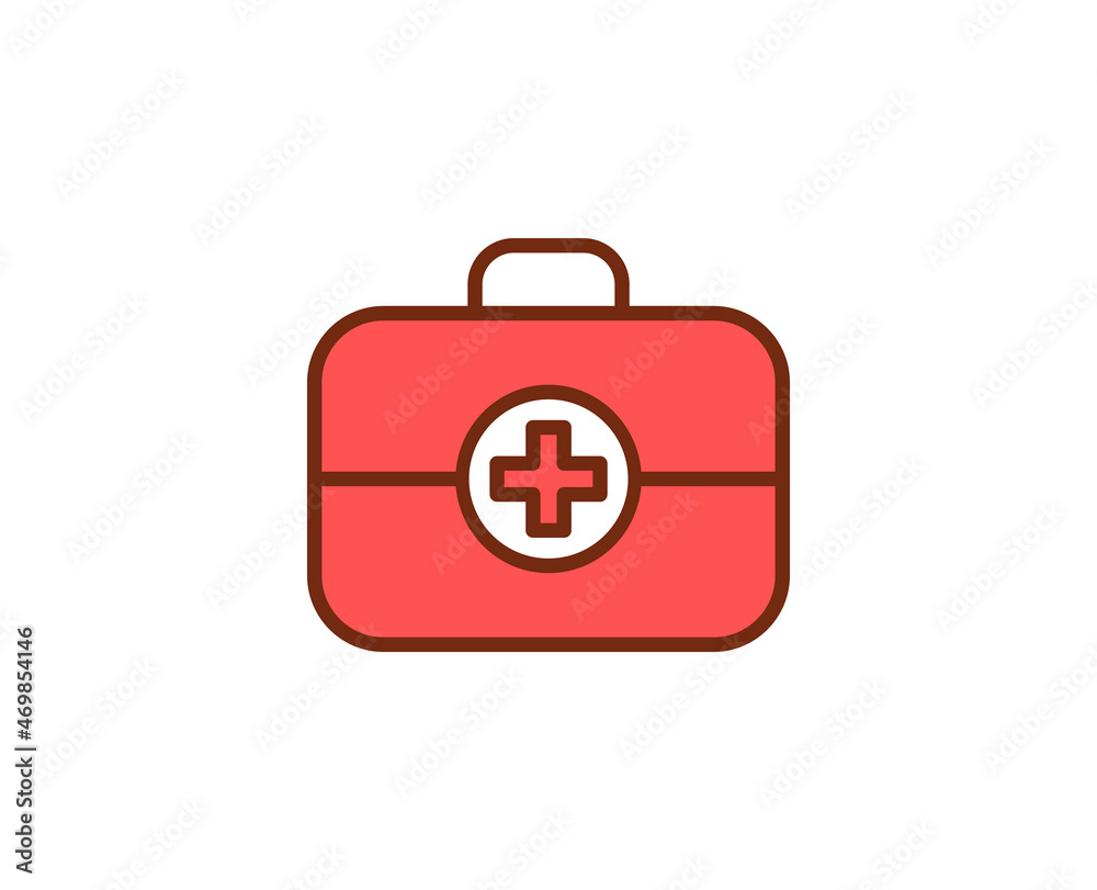 First aid kit flat icon. Thin line signs for design logo, visit card, etc. Single high-quality outline symbol for web design or mobile app. Medical outline pictogram. First aid kit flat icon. Thin line signs for design logo, visit card, etc. Single high-quality outline symbol for web design or mobile app. Medical outline pictogram.