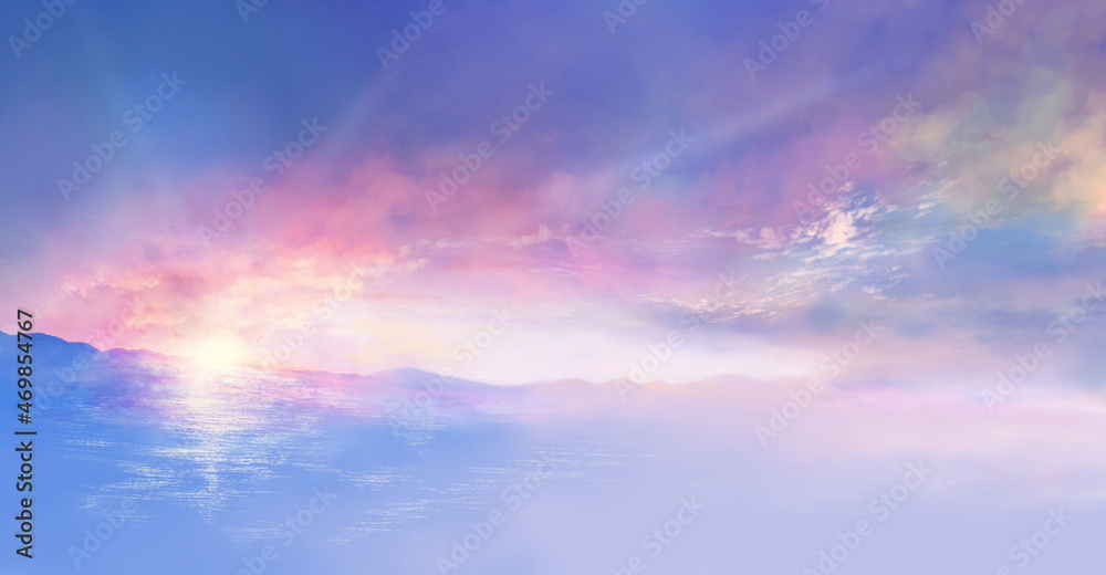 朝焼けの空と海の風景イラスト Stock Illustration Adobe Stock
