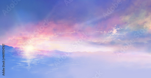 朝焼けの空と海の風景イラスト Stock Illustration Adobe Stock