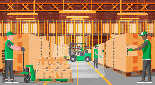 Warehouse Shelves with Goods