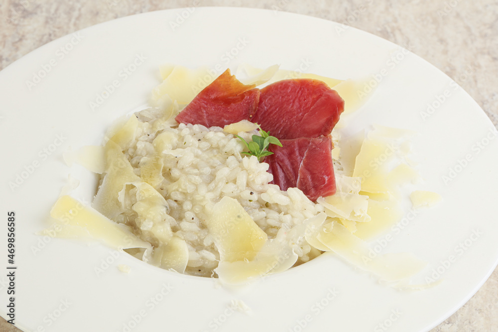 Risotto with duck breast and parmesan Risotto with duck breast and parmesan