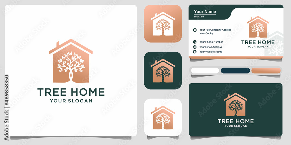 Abstract house leaf tree art logo design and business card Premium Vector Abstract house leaf tree art logo design and business card Premium Vector