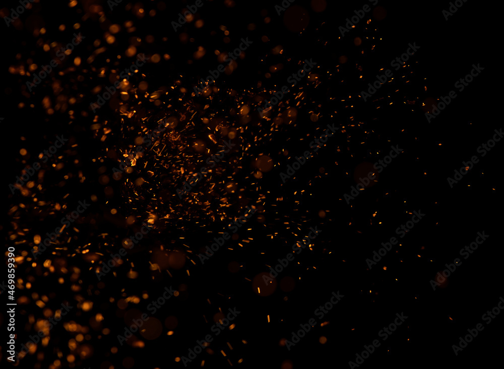 sparks from fire on a black background