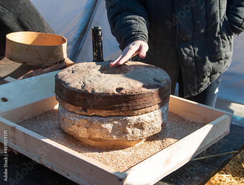 round stones for grinding grain