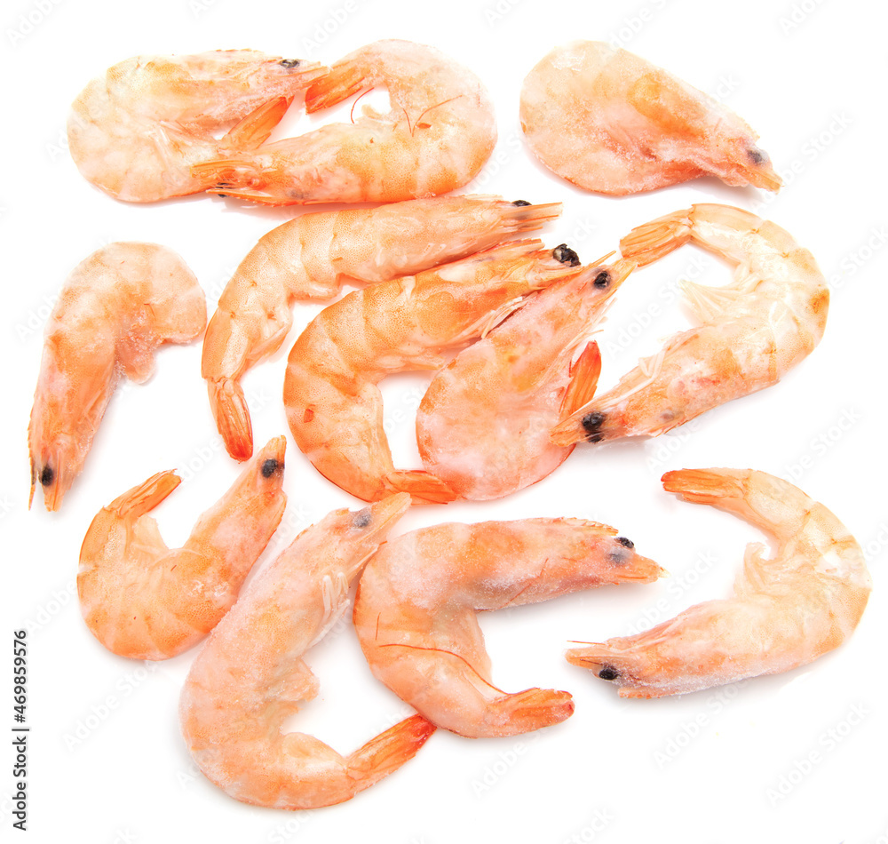 Red shrimps isolated on a white background.