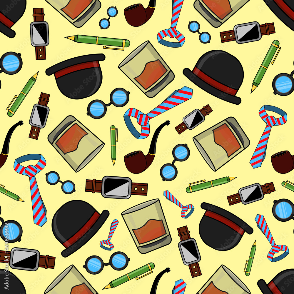 Man Fun Pattern Seamless pattern for International Mens Day or Fathers day. Vector ...