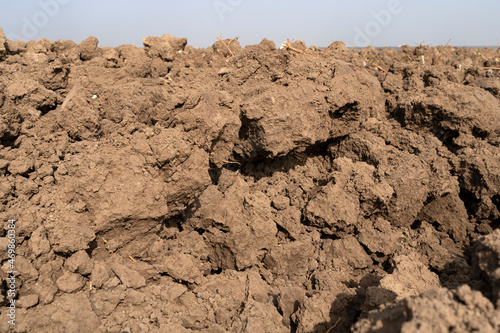 Brown Plowed soil for sowing