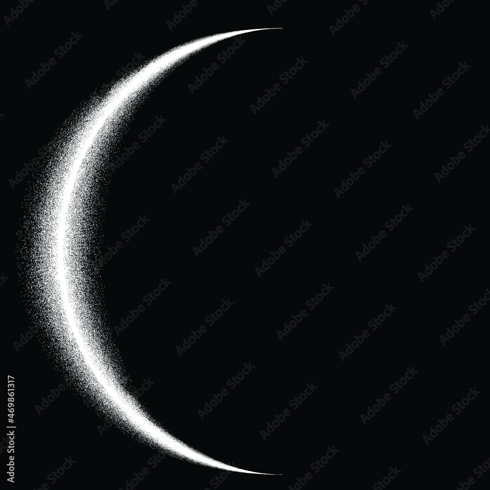 Half Circle Brush Stroke Border Frame . Grunge Element for your Design . Moon logo . Letter c . Dispersion effect . Vector illustration