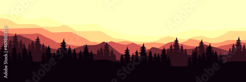 sunrise landscape mountain vector illustration for pattern background, wallpaper, background template, and backdrop design 