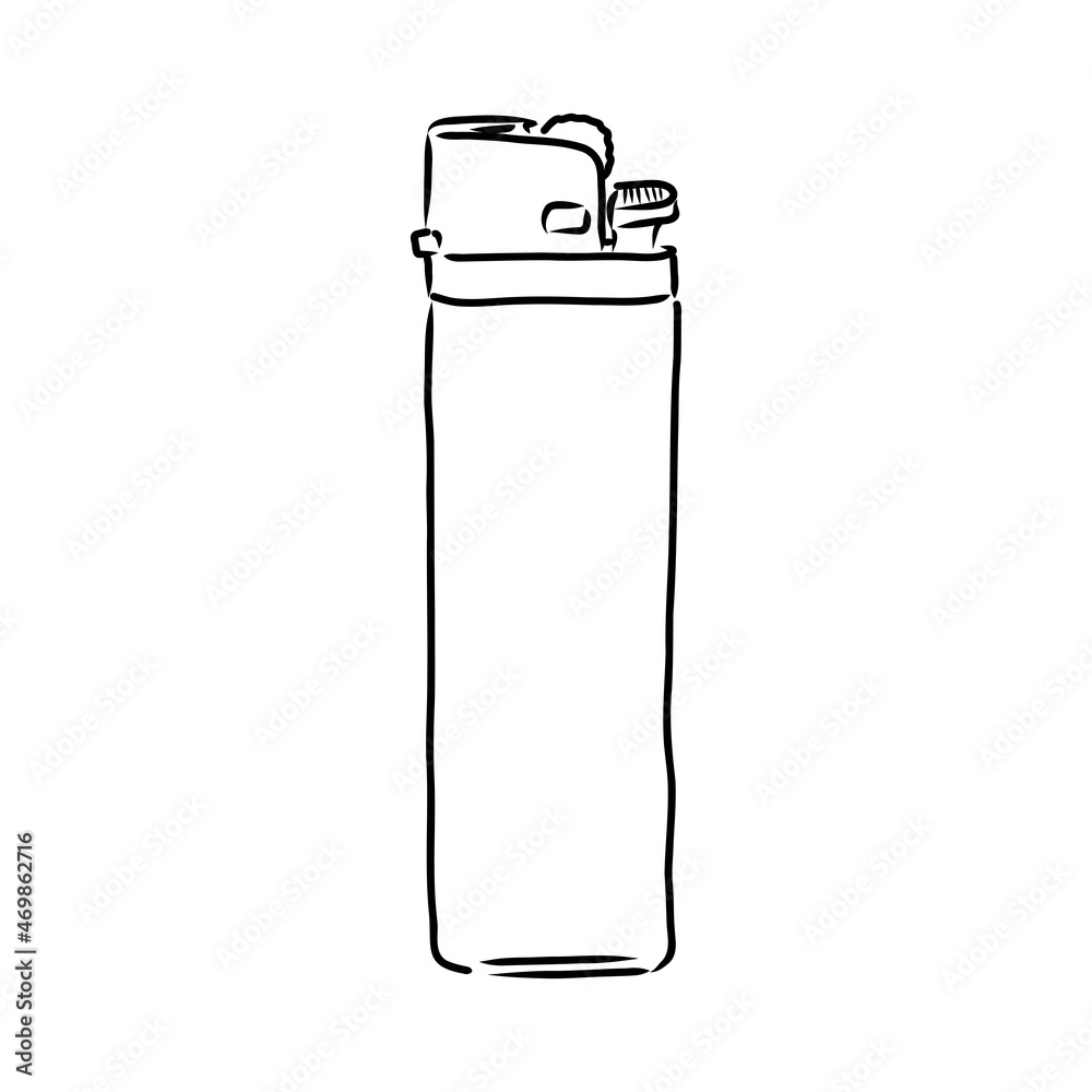 Cigarette lighter vector template isolated on a grey background. Outline technical sketch of accessories. Cigarette lighter vector template isolated on a grey background. Outline technical sketch of accessories.