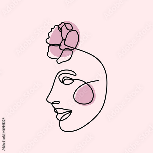 aesthetic abstract woman face continuous oneline single line art
