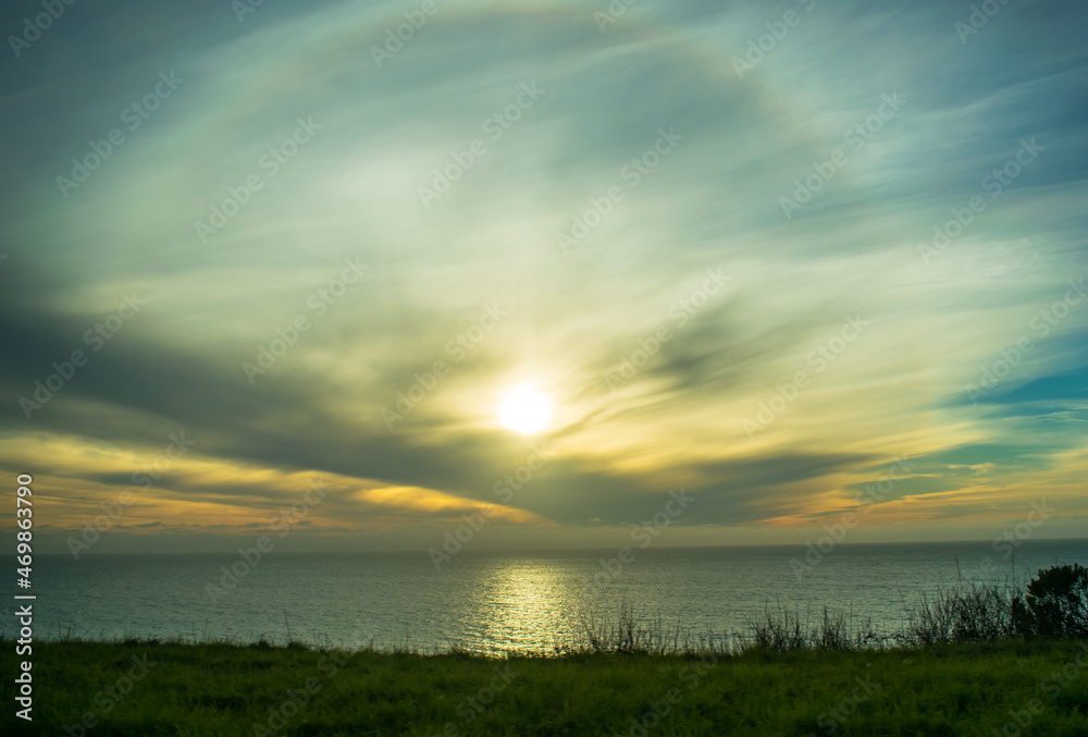 Sun halo across Big Sur 