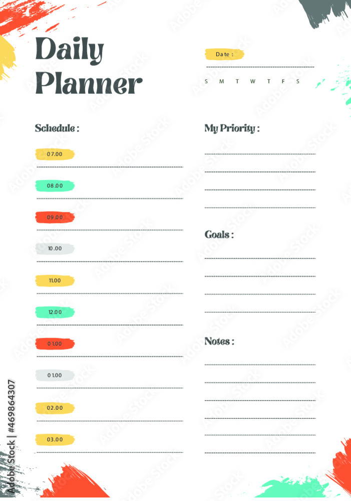 Colorful Brush Minimal Daily Weekly Planner Colorful Brush Minimal Daily Weekly Planner