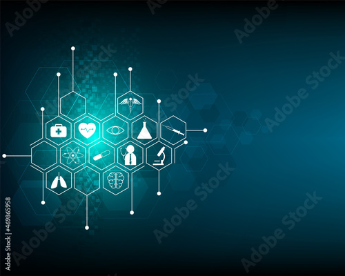 Wallpaper Mural Medical icon design and health care innovation concept blue illustration Torontodigital.ca