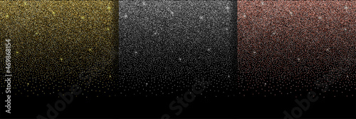Holiday Seamless Borders set with Shiny Glitter