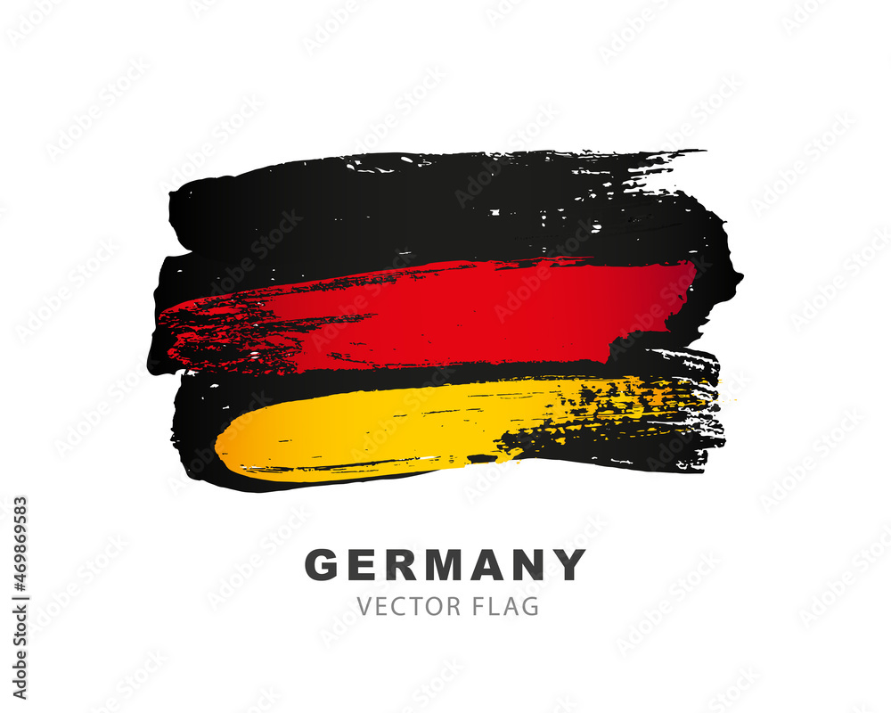 Obraz premium Flag of Germany. Hand-drawn colored brush strokes. Vector illustration isolated on white background.