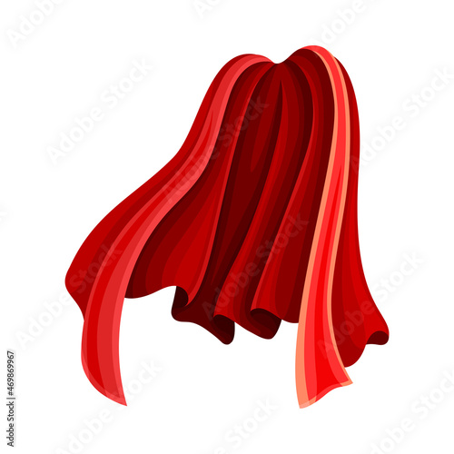 Red Cloak or Cape as Loose Silk Garment Worn Over Clothing Vector Illustration