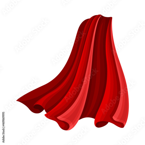 Red Cloak or Cape as Loose Silk Garment Worn Over Clothing Vector Illustration