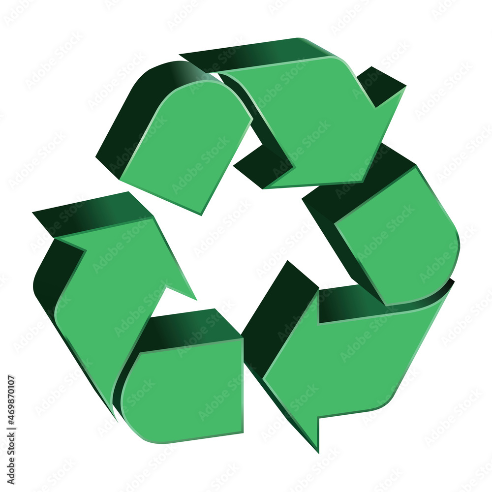 Obraz premium 3D green Recycle icon vector