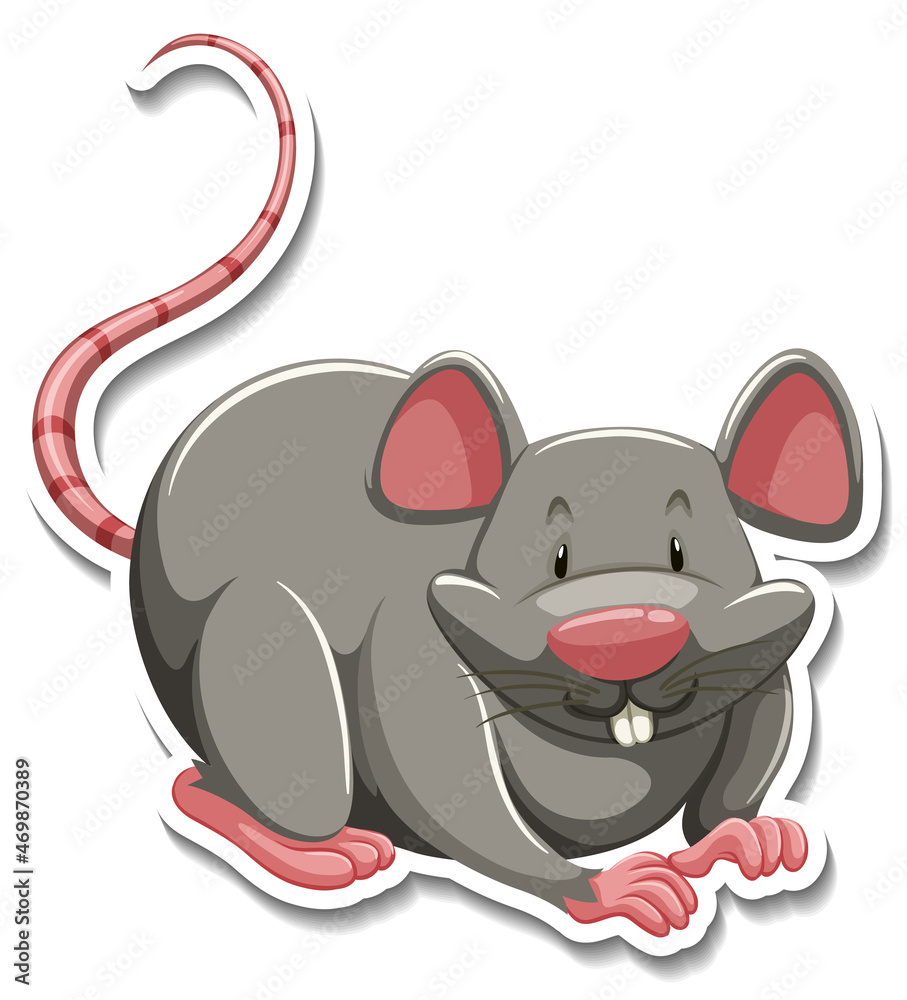 Fototapeta premium Grey mouse cartoon character sticker