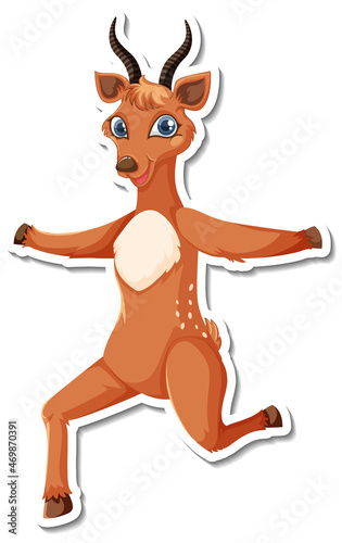 Deer dancing cartoon character sticker