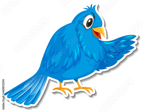 Cute blue bird animal cartoon sticker