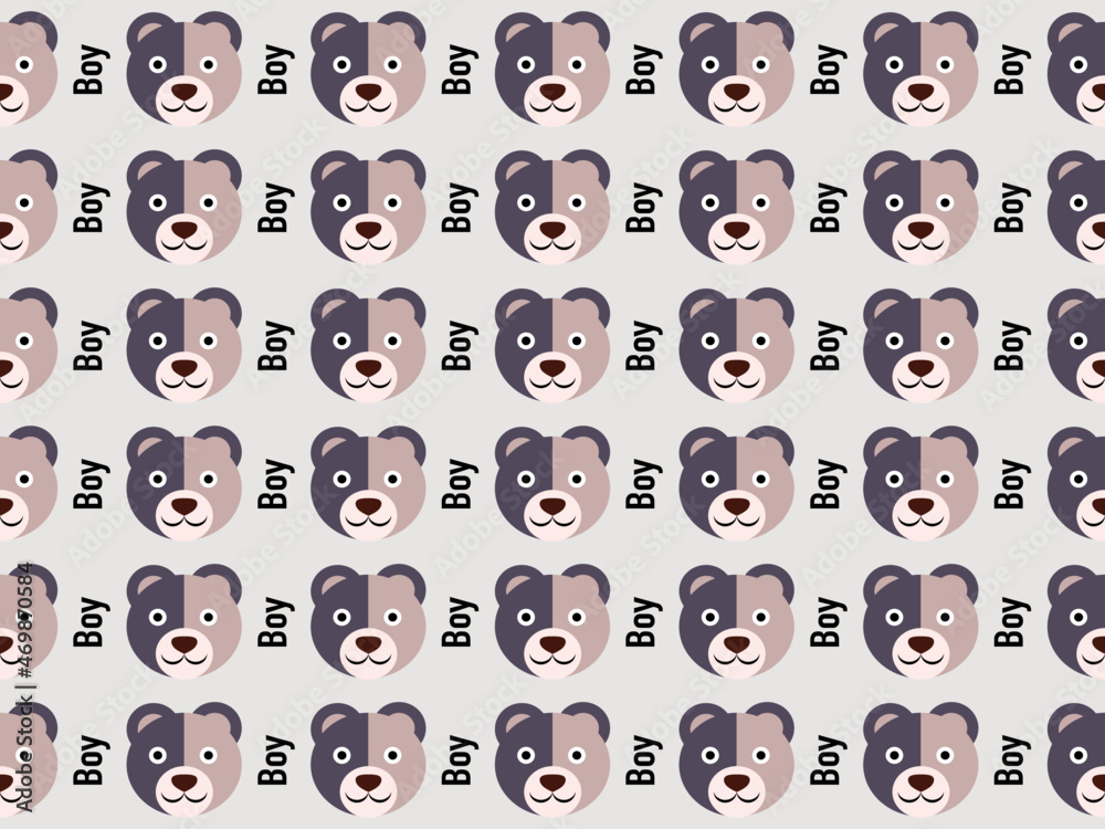 brown bear cartoon character pattern on brown background