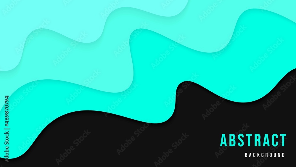 Modern Abstract Dynamic Blue Waves Shapes In Black Background