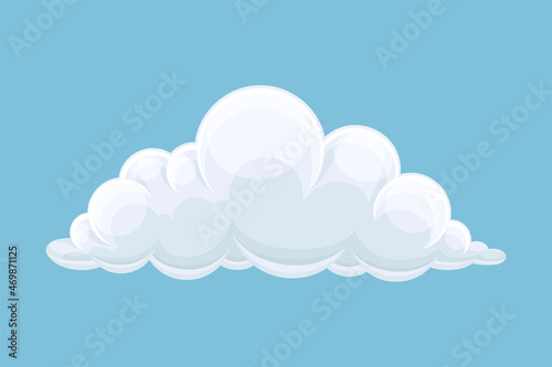 Blue sky with white fluffy cumulus cloud cartoon vector illustration