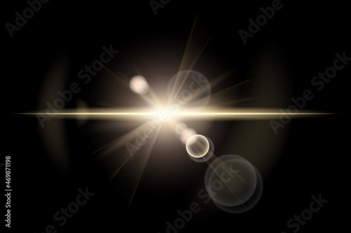 realistic light glare, highlight. beautiful bright lens flares. Lighting effects of flash. photo